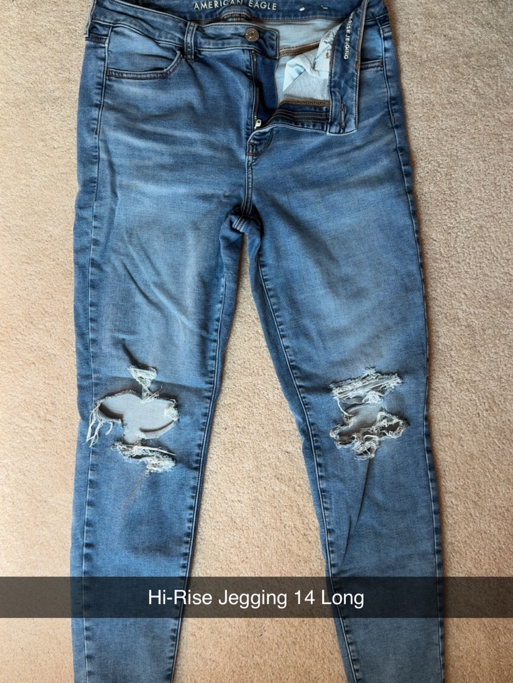 American Eagle Outfitters Distressed Medium Blue High-Rise Jeggings